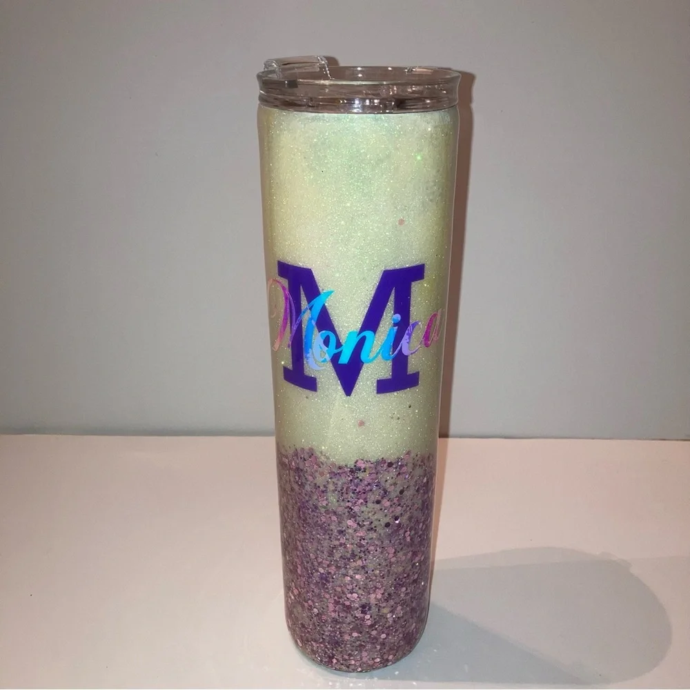 RARE Personalized Monica Monogram Cowboy Boots Summer Travel Mug Tumbler Bottle